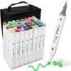 ArtBeek Alcohol Markers, 40 Coloring Markers for Adult Coloring Books No Bleeding, Dual Tip (Chisel & Fine Tip)