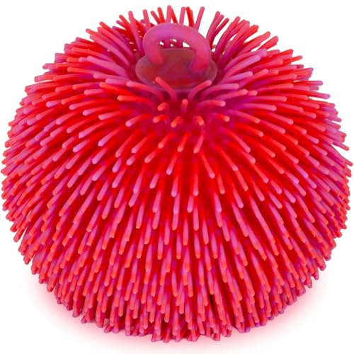 ArtCreativity Tie Dye Puffer Ball with Hanging Loop, Spiky Stress Relief Balls, 7 Inch Squeeze Fidget Toys for Kids, Calming Sensory Balls for Autistic Children, Party Favor