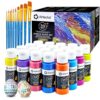 Artecho Acrylic Paint Set 20 Metallic Colors 2oz/59ml with 10 Brushes