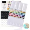 Artecho Metallic Watercolor Paints, 50 Glitter Watercolor Paint Set, Water Colors Paint Adult Set with Bottom Ring for Easy Holding, Ideal for Amateur Hobbyists, Painting Lovers and Artists