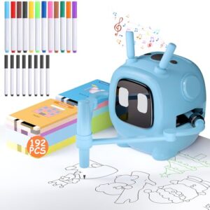 Art Enlightenment Drawing Robot: Educational Interactive Learning Toy for Kids - Auto Painting Machine with 192 Cards & Pens - Montessori Gifts for 3-8 Year Old
