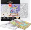 ARTEZA Adult Coloring Book, Ocean Illustrations, 30 Sheets, 12.1x13.5 Inches DIY Coloring Pages Fold into 8x8 Inches Frames, 215 lb Paper