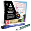 ARTEZA Fine Tip Dry Erase Markers with Erasers – 24-Pack Magnetic Whiteboard Pens, 12 Assorted Colors, Low-Odor Ink for Classroom, Office & Home