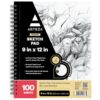 ARTEZA Spiral Sketch Book 9x12" Drawing Pad 100 Sheets Sketch Pads for Drawing for Adults & Teens