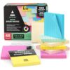 ARTEZA Sticky Notes, 3x3 Inches, 48 Lined & Blank Pads, Bulk Pack of Assorted Multicolor Self-Adhesive Notes for Office, School & Home