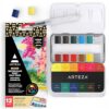 ARTEZA Watercolor Paint, Set of 12 Assorted Vibrant Colors in Half Pans, Tin Box with Water Brush Pen for Artists, and Beginners