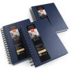 ARTEZA Watercolor Sketchbook Set,3-Pack,64 Pages per Book,5.5 x 8.5 Inches,Blue Hardcover Spiral Notebooks,140-Pound Premium Watercolor Paper for Artists