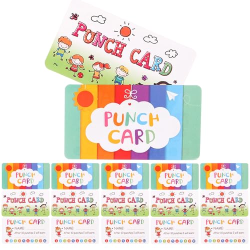 Artibetter 20 Sheets Punch Cards for Classroom and Business Use, Behavior Incentive Reward System with Safe Paper Material, Cartoon Encouraging and Decorative Style for Teachers and Parents