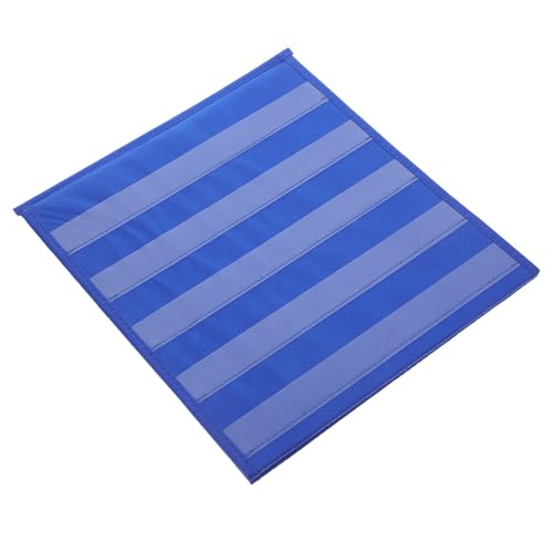 Artibetter Triangular Tabletop Pocket Chart Stand with Double-Sided Design, Multiple Slots, and Easy Storage for Office and Playing Games, Blue Display Frame with Versatile Pockets