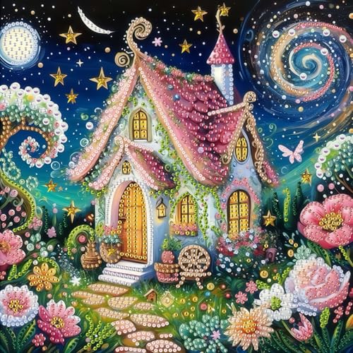 ArtIgle 5D Crystal Diamond Painting Kits for Adults, Fantasy Sky House Special Shape Diamond Art Kits, Diamond Crystal Art for Adults Beginners Clearance Home Wall Art Decor, 11.8 X 11.8 inch