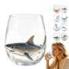 Artisanal Blue Ringed-Octopus Wine Glass, 3D-Octopus Glassware Stemless, Ocean-Fantasy Embossed Glass Collection, Unique Wine Glasses, Everyday Hosting for Chilled Daily Drinks Marine Drinkware