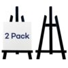 Artkey Black Wooden Display Easel Stand, 13 Inch Folding Tabletop A-Frame Mini Easels for Canvas, Photos, Wedding Signs & Menus, Solid Radiata Pine Wood, 2 Pack