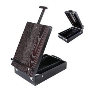Artkey Tabletop Box Easel, Pine Wood Portable Artist Easel with Storage Case (4 Compartments), Adjustable 0-90° Angle, Carry Handle, for Canvas up to 22.6"