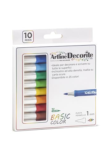 Artline Decorite 10 Brush Tip Marker Pens Assorted Colours