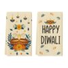 Artoid Mode Diyas Marigold Flowers Diwali Kitchen Towels Dish Towels, 18x26 Inch Indian Festival of Light Decoration Cleaning Set of 2