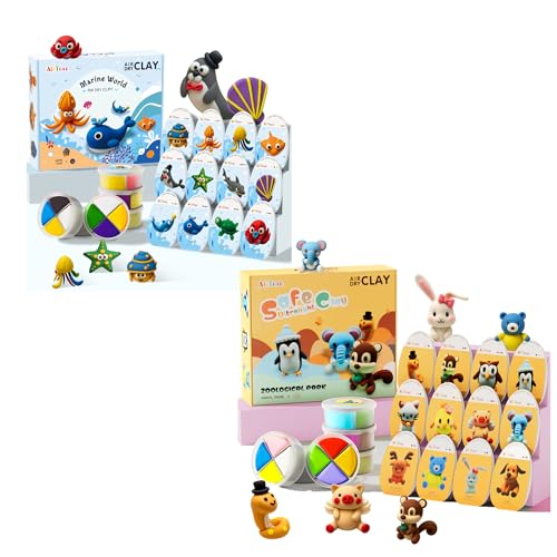 ARTPAR Kids Air Dry Clay Marine Animals Kits,Model Magic Clay with Sculpting Tools Tutorials, Non-Sticky,Safe & Non-Toxic,Classroom Art and Crafts Party Home Gifts for Boys Girls Age 3-12+