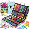 Art Supplies, 180 Pack Drawing Painting Set for Kids Girls Boys Teens, Coloring Art Kit Gift Case with Clipboard, Coloring Papers, Oil Pastels, Crayons, Colored Pencils, Watercolor Cakes, Markers