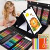Art Supplies Kit for Kids Ages 5-12, 208-Pack Gifts Art Case Coloring Set, Drawing Kits with Trifold Easel, Arts Set for Girls Boys, Crayons, Markers, Coloring Book, Scissors, Sticker, Origami Paper