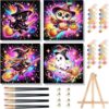 Arttoplus 4 Pack Paint by Numbers Kit for Kids with Frame, Cute Halloween Kids Paint by Numbers Ages 4-8-12 with Wooden Easel, Easy Oil Painting by Number for Gift Home Wall Decor(8x8 inch)