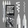 ARTWARD Bright White Acrylic Paint Markers 4 Pack, Dual Tip 0.7mm & 3mm