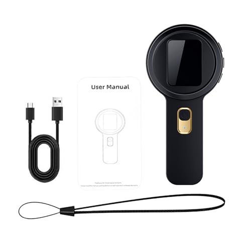 Asixxsix Digital Microscope, 5-200X Magnification with 16 LED Lights Portable Magnifying Glass for Kids, Portable Magnifier with 12MP Camera 2 Inch Screen for Education Nature Exploration (Black)