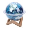 Asixxsix Earth Lamp Humidifier, Moon Night Light Air Purifier Aromatherapy Diffuser with 330ml Tank, Color Changing LED, Silent Mist, Wood Stand for Bedroom Home Office