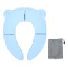 Asixxsix Foldable Travel Potty Seat for Toddler, Non Slip Folding Travel Potty Training Seat with Storage Bag, Portable Toilet for Kids Toddlers Boys and Girls (Blue)