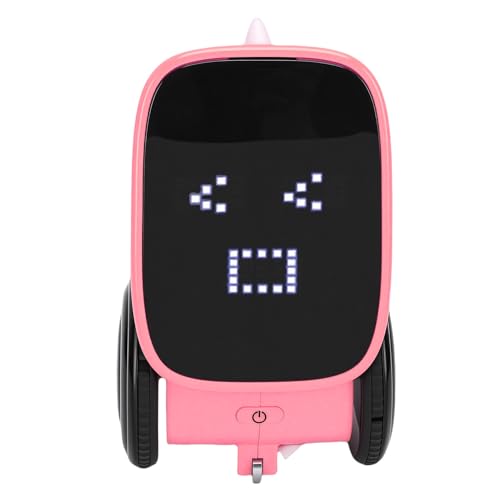 Asixxsix Smart Charging Robot, Interactive Educational Toy with Touch Control Voice Response Dancing Music English Storytelling, for Kids Ages 3 8 Early Learning STEM Gift (Pink)