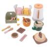 Asixxsix Toddler Tea Party Set, Sturdy Beechwood Safe Finishes Wooden Tea Set, Party for Toddlers 1 3 with Cups Spoon Kettle Rack Coffee Pieces for Toddlers and Little Girls