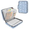 Aslsiy Zipper Binder Bag Magic Bow Knots Stras on Blue 3 Ring Binder Organizer 7-Tab Dividers Expanding File Folder