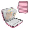 Aslsiy Zipper Binder Bag Pink White Stripe (1) 3 Ring Binder Organizer 7-Tab Dividers Expanding File Folder