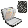 Aslsiy Zipper Binder Bag White Daisy on Black-1 3 Ring Binder Organizer 7-Tab Dividers Expanding File Folder