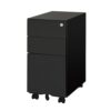 Asmix STW02BK Steel Wagon, 3-Tier, Slim, Black, Storage, Assembly, Caster, All Lock, Key Included, Width 12.8 inches (30 cm), Black, A4 Compatible, Drawers