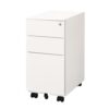 Asmix STW02W Steel Wagon, 3-Tier, Slim, White, Storage, Assembly, Caster, All Lock, Key Included, Width 11.8 inches (30 cm), White, A4 Compatible, Drawers