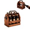 Asonsiga Wooden Beer Caddy with Bottle Opener, Holds 6 Bottles – Rustic Wood Drink Carrier for Home Bar, BBQ & Outdoor Picnic – Gift for Beer Lovers & Dad