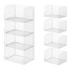 Astrorhine 4-Tier Stackable Closet Organizers and Storage Basket - Foldable Closet Shelf Organizer System, Sturdy Metal Space-Saving Clothes Storage Bins for Wardrobe, White
