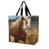ASUOEFR Cute Brown Horse Tote Bag Grocery Bags Shopping Bags