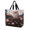 ASUOEFR Cute Owl Tree Flowers Tote Bag Grocery Bags Shopping Bags