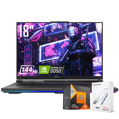ASUS ROG Strix G18 Gaming Laptop, 18” 144Hz FHD, NVIDIA GeForce RTX 5050, AMD Ryzen 9 8940HX(>i9-13900HX), Aura SYNC, RGB Backlit Keyboard, Dolby Vision Atmos, Win 11, Black(32GB DDR5 RAM | 1TB SSD)