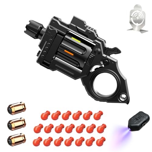 ATESSON Metal Fidget Gun Toy with Shooting & Spinning & Pushing Gameplay Finger Fidget Toys Adults for EDC ADHD Focus Anxiety Stress Relief Boredom Office Cool Executive Desk Fidget Toy