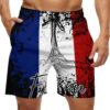atgzfdr France Flag Eiffel Tower Mens Cotton Shorts