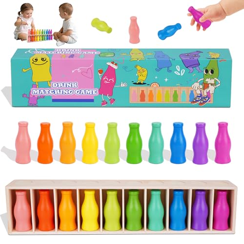 ATOYUS Bottle Color Matching Game, Montessori Toys for 3+ Year Old Toddlers, 2-4 Player Family Board Game for Kids and Adults Travel Camping Holidays Party, Christmas Birthday Gifts for Boys Girls