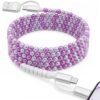 Atsidexa 4-in-1 Beaded Charging Cable, MFi Certified, Works with CarPlay, 6.6FT 60W Fast Charger Cord for iPhone 17/16/15/14/13/12/11, iPad, Samsung, Android and More (Amethyst Pearl)