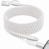Atsidexa 4-in-1 Beaded Charging Cable, MFi Certified, Works with CarPlay, 6.6FT 60W Fast Charger Cord for iPhone 17/16/15/14/13/12/11, iPad, Samsung, Android and More (Pure Pearl)