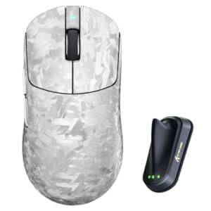 ATTACK SHARK RS3 Ultra Carbon Fiber Wireless Gaming Mouse, PAW3955MAX Optical Sensor, 52,000 DPI, Dual 8K Polling Rate, Nordic 54L15 MCU, 100M Optical Switches, Web Driver, Silver
