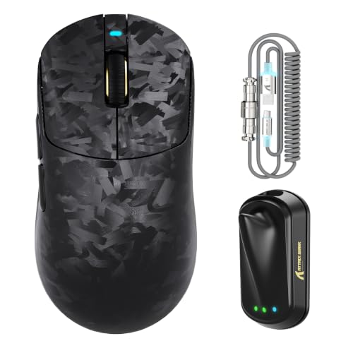 ATTACK SHARK RS3 Ultra Carbon Fiber Wireless Gaming Mouse with 1-52000DPI,PAW3955MAX Sensor,8K Polling,Nordic 54L15 Chip,Wired/BT/2.4Ghz,63g Lightweight,800hr Battery,20000 FPS, for PC/Laptop/Mac