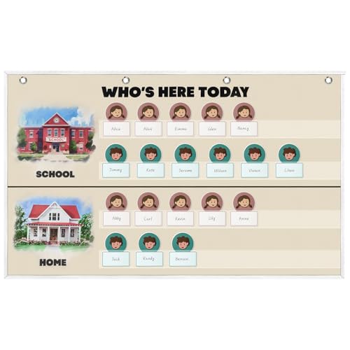 Attendance Pocket Chart for Classroom, Durable Classroom Management Pocket Chart 36 People Cards Included, Helping Hands Pocket Chart for Preschool Sunday School Kindergarten Daycare (Attendance)