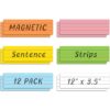 Attractivia Dry Erase Magnetic Sentence Strips for Teachers, Whiteboards & Classrooms - 12" x 3.5" - 12 Colored Sentence Strips - Practice Handwriting, Sight Words, Spelling and Math
