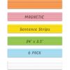 Attractivia Dry Erase Magnetic Sentence Strips for Teachers, Whiteboards & Classrooms - 24" x 3.5" - 6 Colored Sentence Strips - Practice Handwriting, Sight Words, Spelling and Math