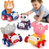 AugToy Press and Go Toy Cars for Toddlers, Animal Racing Cars Infant Baby Toys, Cars Toys for Baby Boys Girls Toddlers Gifts, Baby Boy Girl Toddler Birthday Easter